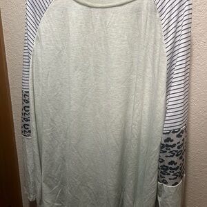 Striped and Leopard Print Long Sleeve Top